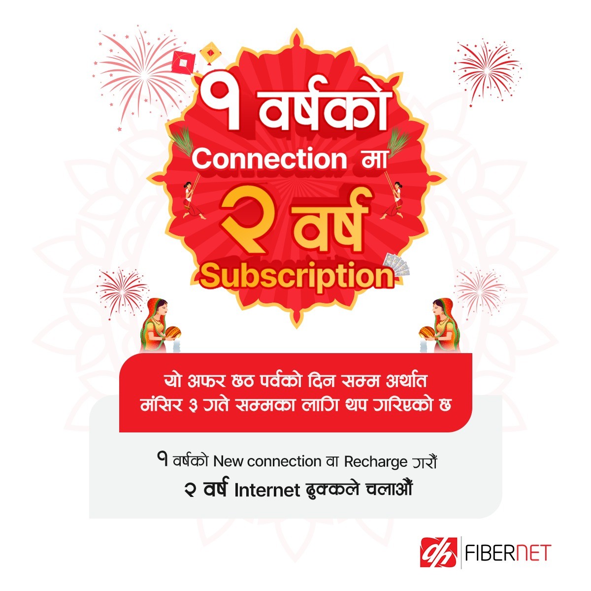 डिशहोमद्धारा फाईबर नेटको अफर अवधि थप