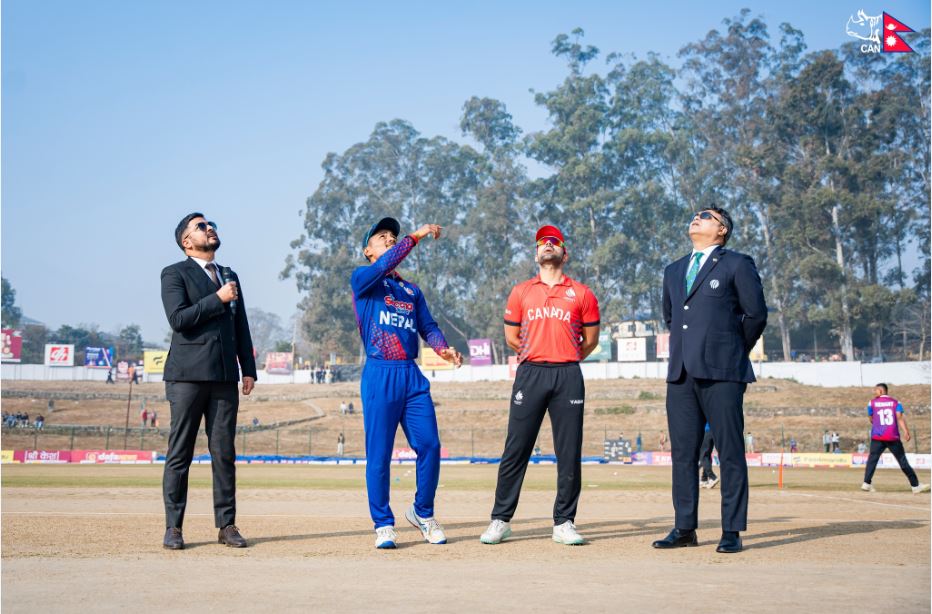 नेपालले टस हारेर क्यानडाविरुद्ध फिल्डिङ गर्दै