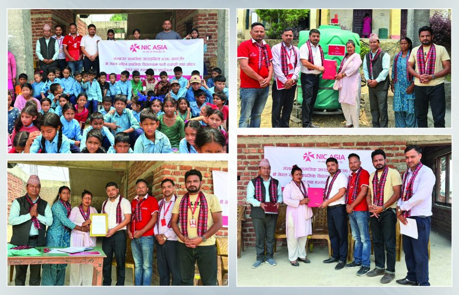 एन आई सी एशिया बैंकद्वारा सुर्खेतको श्री नेपाल राष्ट्रिय प्राथमिक विद्यालयमा पानी ट्यांकी सहयोग