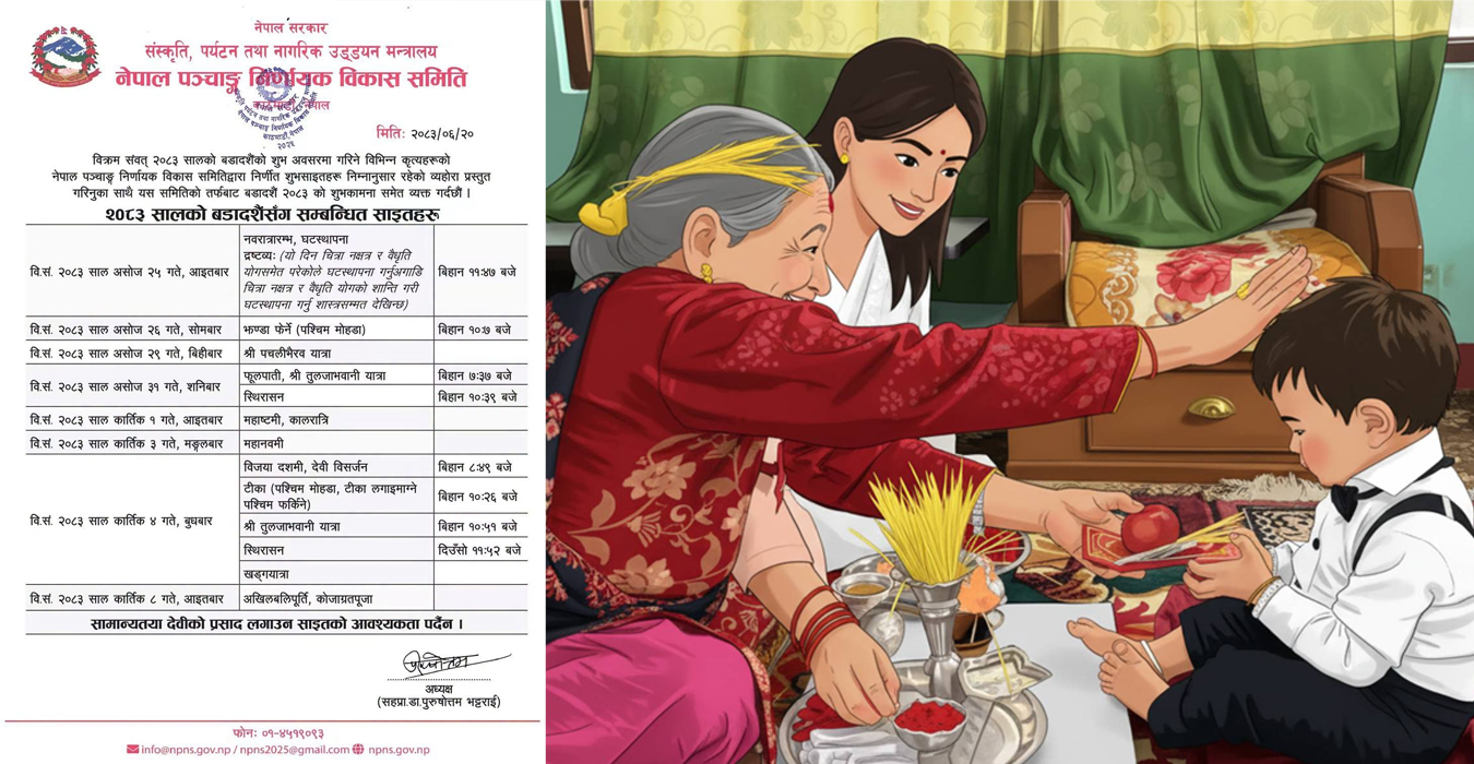 दशैंको टीका लगाउने साइत बिहान १०ः२६ बजे